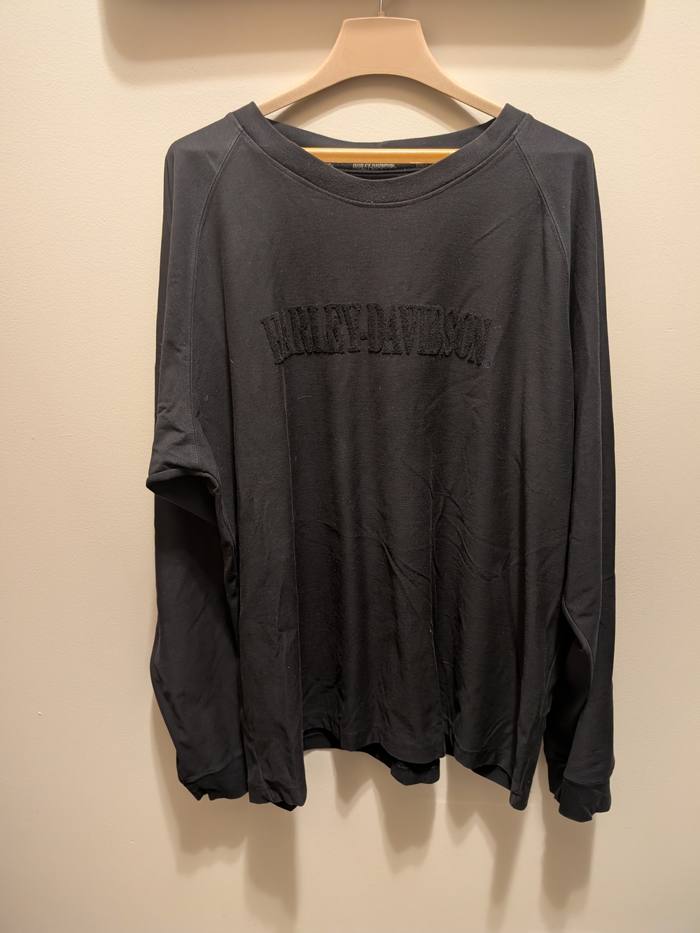 Harley-Davidson Black Crewneck Long Sleeve Shirt with Tonal Logo